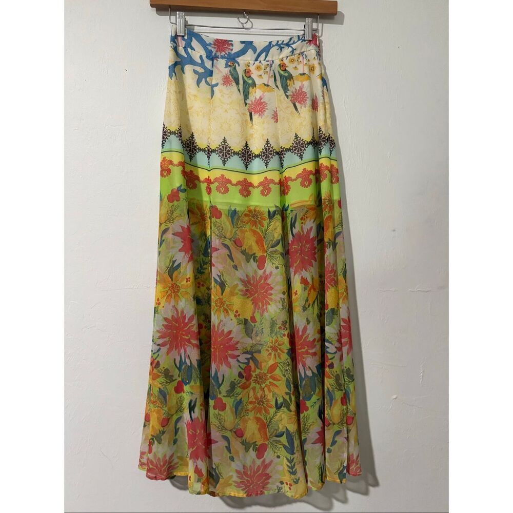 Farm Rio floral bird slits skirt P